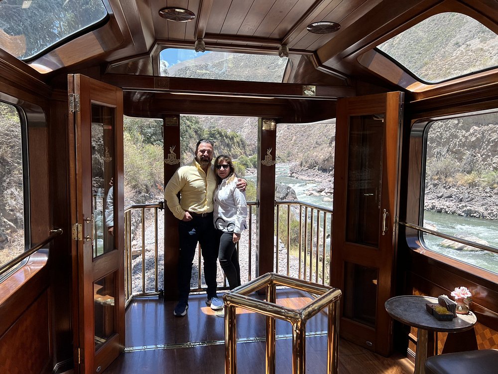 Panoramic train journey along the Urubamba River toward Machu Picchu