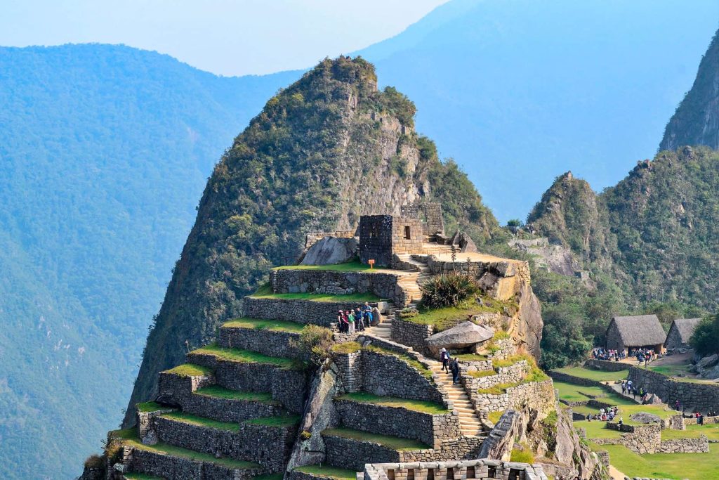 Intihuatana stone close-up at Machu Picchu, Inca astronomical carved stone, Peru destination overview