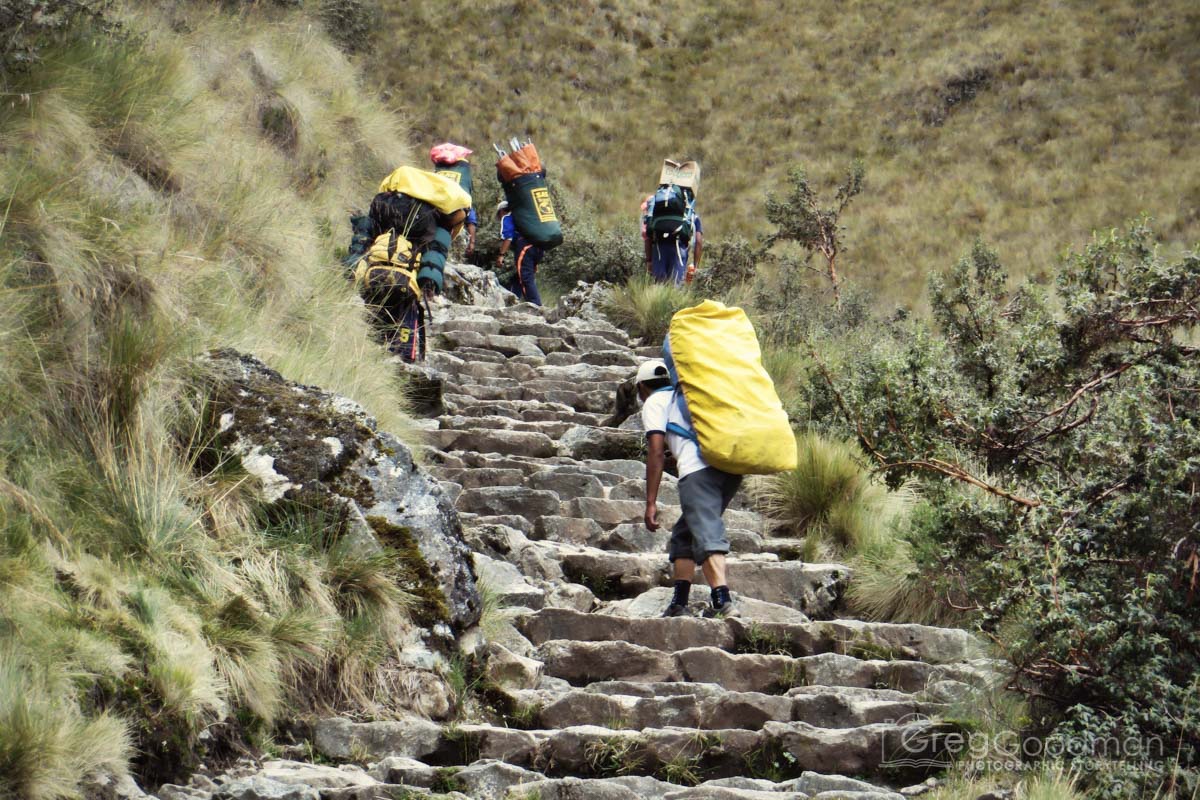 Steep original Inca stone staircase on the Inca Trail near Dead Woman's Pass — trail safety and terrain 2026